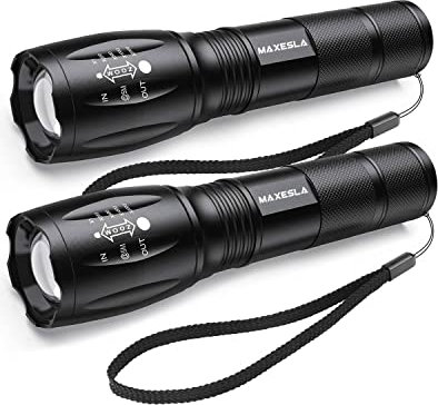 Maxesla FAGORY LED Torch, Torches Led Super Bright Flashlight, Powerful Torches Battery Powered Water Resistant 5 Modes Mini Tactical Torch for Camping Outdoors 2 Pack