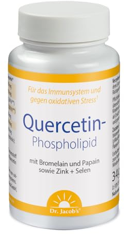 Dr. Jacob's Quercetin Phospholipid 34,6 g 60 Kapseln I 20-mal höhere Bioverfügbarkeit I mit wertvollen Enzymen Bromelain & Papain, Zink & Selen I für das Immunsystem¹ & gegen oxidativen Stress²
