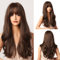 Esmee Pelucas Marrones Peluca Sintética de 24 de largo con Cabeza Natural de Alta Densidad Pelucas de Cabello Permanente al Calor para Mujeres