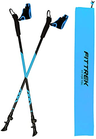 FitTrek Nordic Walking Poles for Men Women - 2 Pack Aluminum Nordic Walking Sticks - Nordic Poles with Ergonomic Grip Adjustable Ultralight for Hiking, Camping, Trekking, Mountaineering, Backpacking