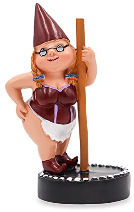 Dnoifne Pole Dancing Gnome Statue, Resin Garden Statues, Funny Outdoor Figure, Creative Spring Decoration, Dance Gnome, Lady Statue (Red)
