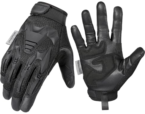 WTACTFUL Taktische Handschuhe,Tatical Gloves,Motorrad Handschuhe,Herren Touchscreen Motorradhandschuhe für Mountainbike, Motorcross,Klettern,Security,Wandern,Motorrad,Jagd Leder Schwarz XL