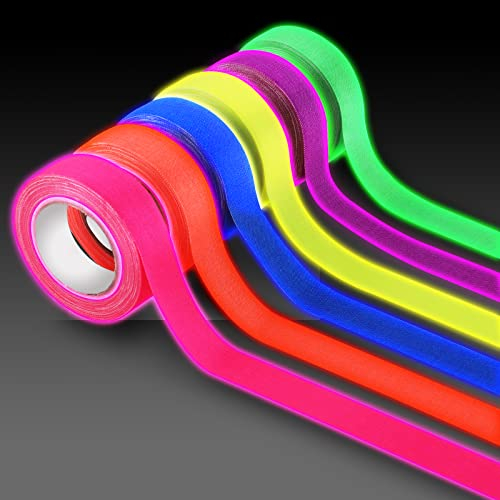 Abeillo 6 Rollen Neon Tape 5 m x 10 mm Fluoreszierendes Klebeband Neon Klebeband Leuchtend 6 Farben Fluorescent Leuchtband Reflektierend Neon Band für Partydeko Halloween Christmas Deko