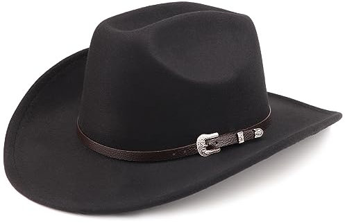 DRESHOW Fedora-Hut mit breiter Krempe für Damen Gürtelschnalle Retro-Panama-Schlapphut