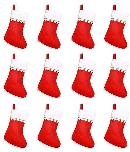 CINGHIA Nikolausstrumpf,Nikolausstiefel Personalisiert,12 Stück Nikolausstiefel Rot,Nikolausstiefel Zum Befüllen,Großer Weihnachtsstrumpf,Weihnachtsstrumpf Personalisiert