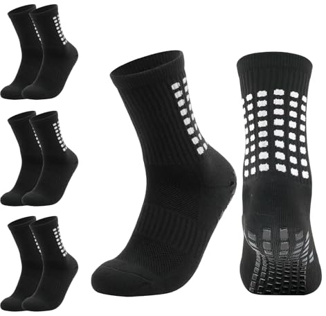 Xumann 3 Pairs Grip Socks Football Kids, Breathable Grip Socks Football for Boys Junior Teenagers (Foot Length 20-24cm)