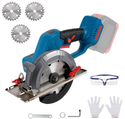 Minisierra circular de 6 pulgadas, Mini sierra circular sin escobillas compatible con M-akita 18 V batería,12000 RPM, con 3 hojas de sierra (150 mm), motor de cobre puro, ideal para cortar madera