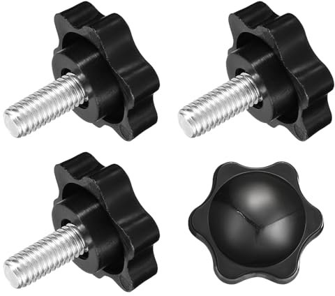 QUARKZMAN 4pz Manopola a Vite Serraggio, 1/4-20 x 0.55 Manopola Stella a Forma Esagonale Impugnature Plastica Maniglia Vite Serraggio Manuale per Base Ombrellone Mobili Meccanici, 32mm Dia