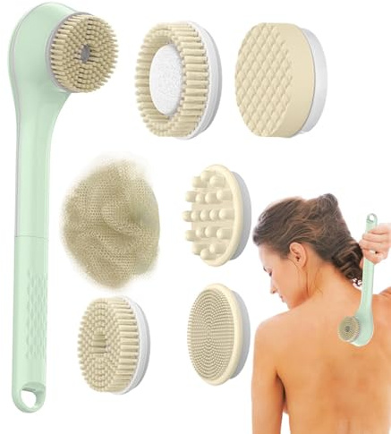 Spazzola elettrica per la pulizia del corpo, spazzola da bagno elettrica, spazzola per la schiena con manico lungo, confortevole, impermeabile, per uomini e donne
