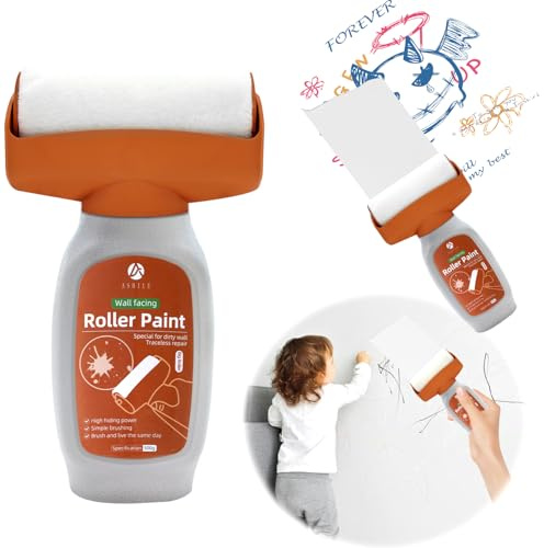 Shile 500 g Wall Paint Touch Up Grey, Wall Repair Roller Colour, 2 in 1 Wall Repair Roller Brush, Wall Repair Roller Brush with Wall Repair Paste for Kitchen, Bedroom, Living Room and Playroom