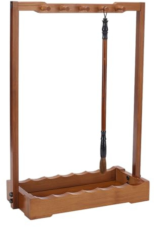 NBEADS Soporte para Pincel de Caligrafía Vintage de 10 Pin, Percha de Madera para Pinceles de Caligrafía China con Placa Base para Principiantes Regalo del Día del Padre