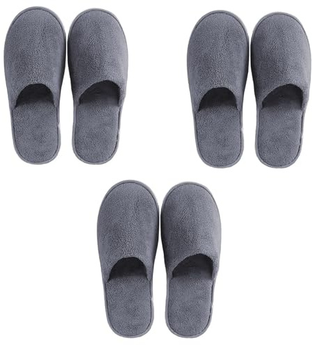 SKJAXF 3 Pairs Hotel Slippers - Comfortable Disposable Non-Slip Spa Guest Slippers for Women, Travel, Family Hotels