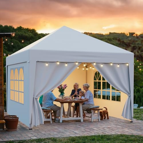 arvioo Cenador de 2,5 x 2,5 m con 4 paredes laterales, protege tu celebración, cenador plegable, resistente al agua, estable, resistente al invierno, protección UV, 3 alturas, estructura de acero y