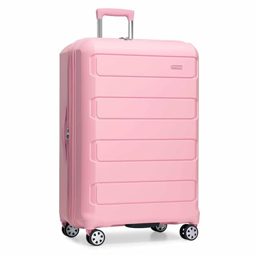 Traveler's Choice Pagosa Hardshell Expandable Luggage with Spinner Wheels, Pink, 30-Inch Large