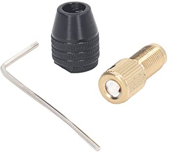 EBTOOLS 3 Jaw Self-Tightening Drill Chuck Set with Brass Spacer Sleeve/Shaft Extender, Hex Wrench, and Versatile Clamping for Electric Tools (5.0mm Hole)