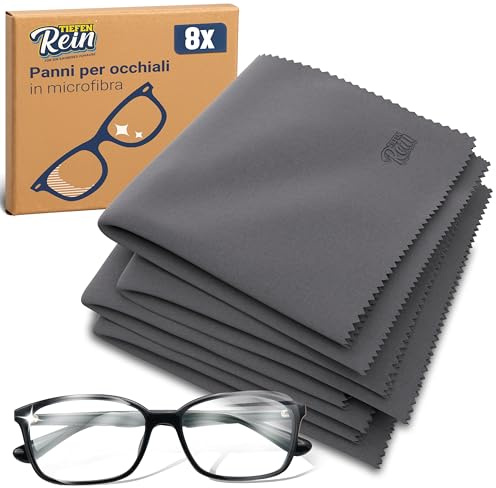 Panno Occhiali in Microfibra 8 Pezzi – Panno Pulizia Occhiali da Vista 20×20 cm Extra Morbido, Microfibra Panni Pulizia per Lenti, Schermi e Visione Chiara