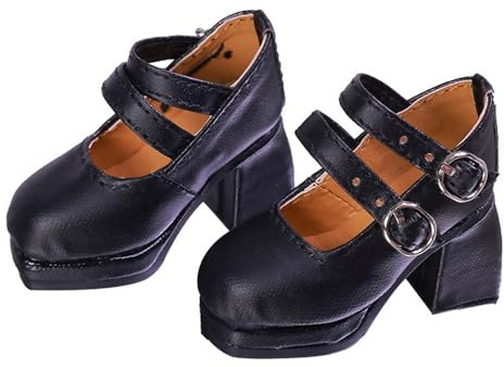 Uteruik BJD Doll High Heel Shoes 1/4 18 inch BJD Doll SD Doll Buckle Shoes Doll Accessories Black