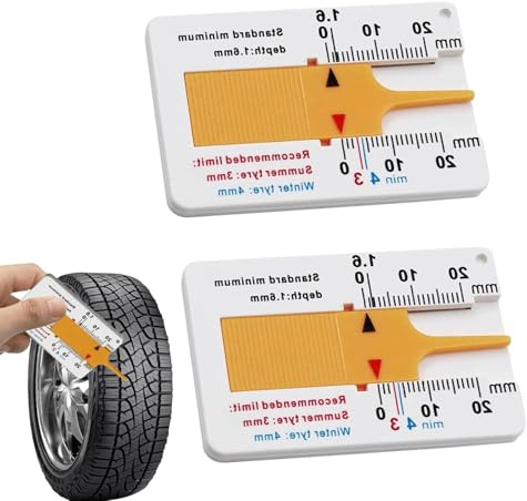 2 Pcs tyre tread depth gauge uk - Tyre Depth Gauge - Tread Measurement for Car Motorcycle Truck