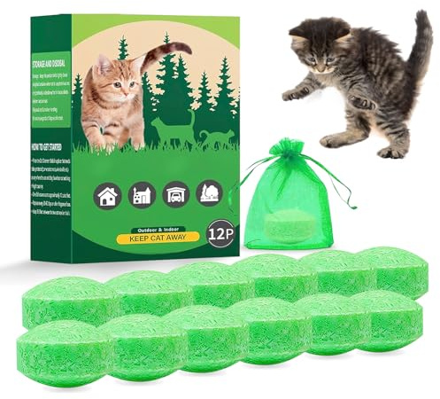 shallyong kattskrämma för utomhusbruk, naturlig, med nonwovfickor, katt- och hundskrämma trädgård (10)