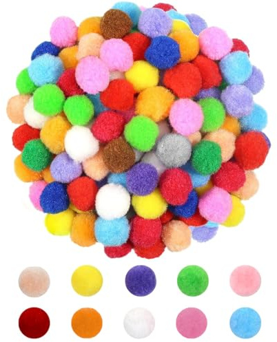 HUZNA 200 Pezzi Pon Pon Colorati,2cm Pon Pon Artigianato,Mini Pompon Colorati,per Le Decorazioni Delle Feste,Ghirlande, Nappe,Lavoretti Crafts Decorazioni Bigiotteria