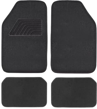 Alfombrillas Coche Universal Pack 4 Piezas (2 Delanteras + 2 Traseras), Alfombra Moqueta para Suelo, Alfombrilla Antideslizantes, Fácil Limpieza, Accesorios Coche Interior