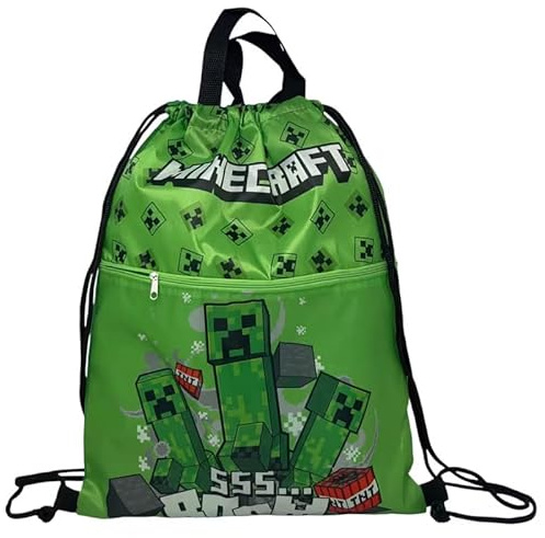MINECRAFT - Sacca Sportiva per Bambino, Borsa Zaino per Asilo, Palestra, Piscina, Viaggio, Portascarpe