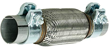 ECD Germany Tubo Flessibile di Scarico Marmitta 50 x 150 mm Flex in Acciaio Inox Rinforzato Universale Sistema Impianto Gas Scarico Saldatura con 2 Morsetti Fascette pinze per Auto