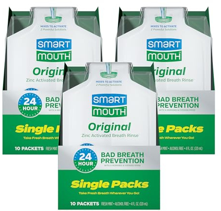 SmartMouth Original Zinc Activated Mouthwash Single Packs, 10 Count, 3-Pack