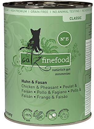 catz finefood N° 15 Huhn & Fasan Feinkost Katzenfutter nass, verfeinert mit Quinoa & Kresse, 6 x 400g Dosen