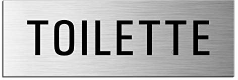 Targa Toilette Targhetta Alluminio Ottica Acciaio Inox autoadesiva 240x80 mm | No.26034-S