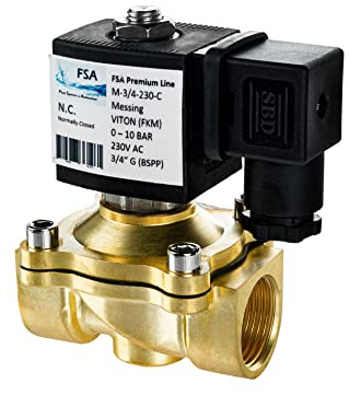 FSA Magnetventil Messing 3/4 230V AC 0-10 bar Viton stromlos geschlossen