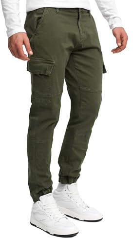Indicode Hommes August Cargo Pants | Pantalon Cargo en Coton avec 6 Poches Army L