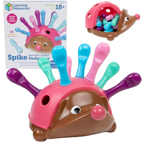 Learning Resources Spike el Erizo Sensorial Rosa, Juguete Educativo Montessori para motricidad Fina, con 12 púas de Colores, Edades 1.5-4 años, coordinación y clasificación