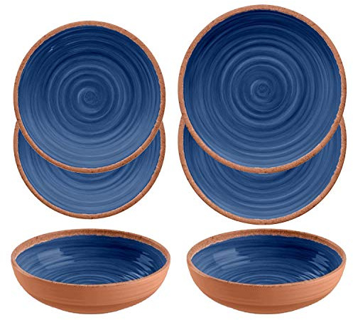 Rustic Swirl Indigo Melamine Outdoor Dining Set (6)