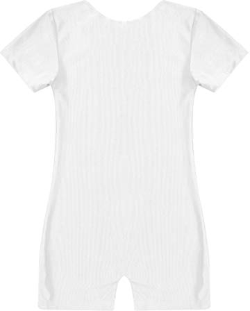 Choomomo Kinder Gymnastikanzug Jungen Mädchen Kurzarm Turnanzug Gymnastikbody Sportbody Ballettanzug Trikotanzug für Gymnastik Training Dancewear Weiß 122-128