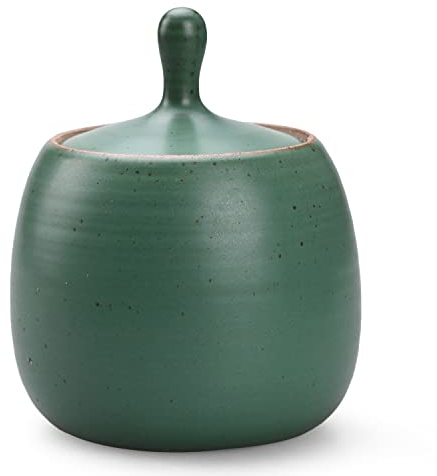 NCQIXIAO Bocal de cuisine rétro en céramique avec couvercle hermétique en silicone pour thé, café, noix, herbes, épices, sucre (vert)