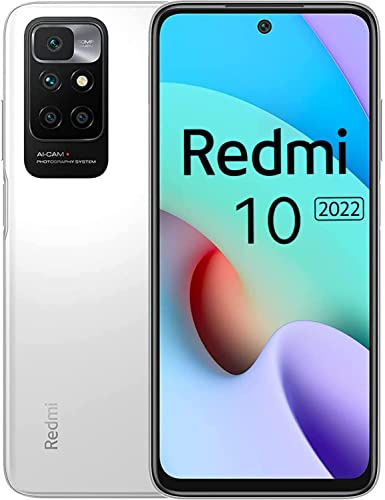 Xiaomi Redmi 10 Smartphone NFC 2022 Version, 16,5 cm (6,5 Zoll), 90 Hz FHD+ DotDisplay, 50 MP AI Quad-Rückfahrkamera, 5000 mAh Akku (4 GB + 128 GB Pebble White)