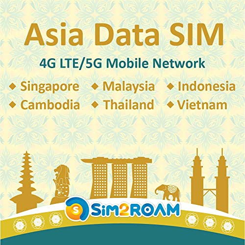 Sudeste Asiático Sólo Datos SIM | Indonesia, Malasia, Singapur, Tailandia, Vietnam | 1 GB Diario con Datos de Internet de Alta Velocidad 4G LTE