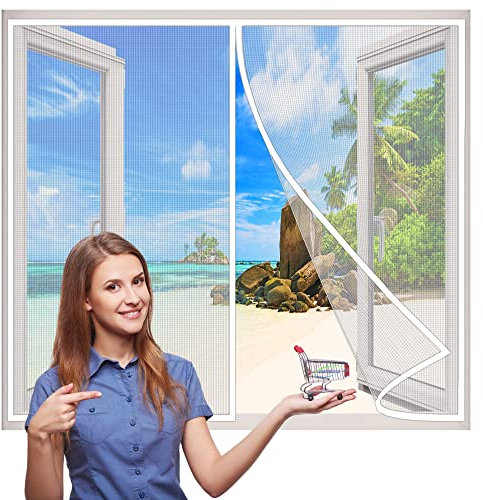 Mosquito Net Window Blind, 85x125 cm Anti Mosquito Mesh, Insect Protection for Home Balcony Cellar Window Patio Soft Window- White H