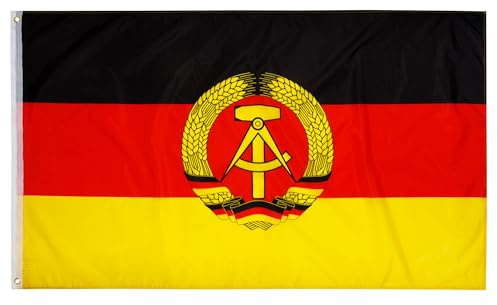 PHENO FLAGS Bandera DDR 150x90 - decoración perfecta para los amantes de la nostalgia de la RDA, Alemania del Este Bandera izada para interiores y exteriores