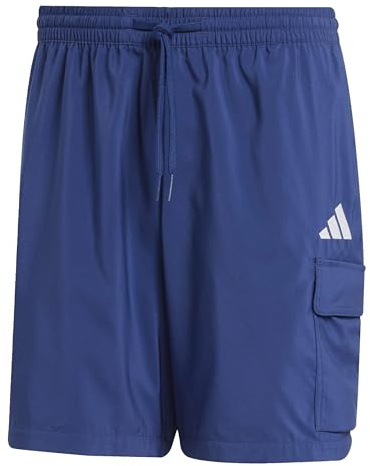 adidas Men's Essentials Small Logo Cargo Chelsea Short Shorts, Dark Blue/White, M