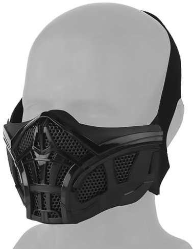 for Cs Spiel Cosplay Jagd Halloween Airsoft Halbe Gesichtsmaske Paintball Helm Schutzmaske Outdoor Taktische Ausrüstung(BKB)