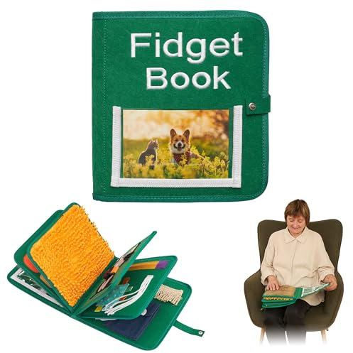 Fidget Book for Elderly | Fidget Blanket for Dementia | Dementia Products for Elderly | Gift and Activities for Seniors with Alzheimer’s | Sensory Book for Seniors (Green)