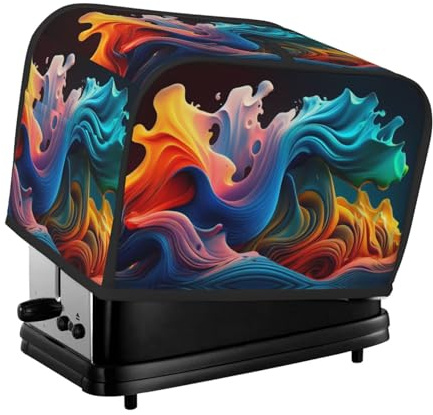 Copertura per tostapane a 2 fette, vivace copertura per tostapane con tasche per piccoli elettrodomestici da cucina, protezione dalle impronte digitali, lavabile in lavatrice