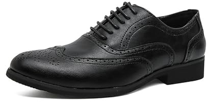 LMUIPMAA Zapatos De Boda para Hombre Zapatos De Vestir Formales De Negocios Zapatos De Brogues con Cordones,Negro,38 EU
