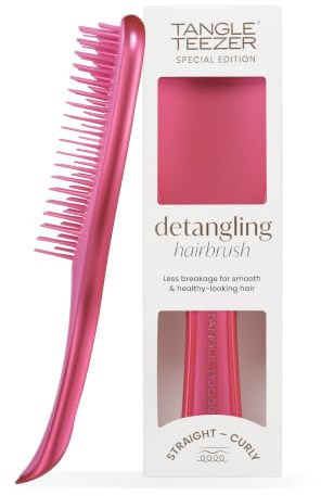 Tangle Teezer The Ultimate Detangler Chrome Hairbrush | Straight to Curly Hair Detangling Brush | Two-Tiered Teeth Reduce Breakage| Wet & Dry Hair | After Party Pink