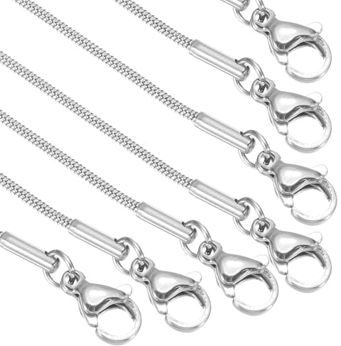 PATIKIL 1.2mm/0.05 Snake Chain Necklace, 12Pcs 20 Thin Round Stainless Steel Jewelry Charm Chains Necklace with Lobster Clasps for Men Women DIY Jewelry Making Gift, Silver Tone