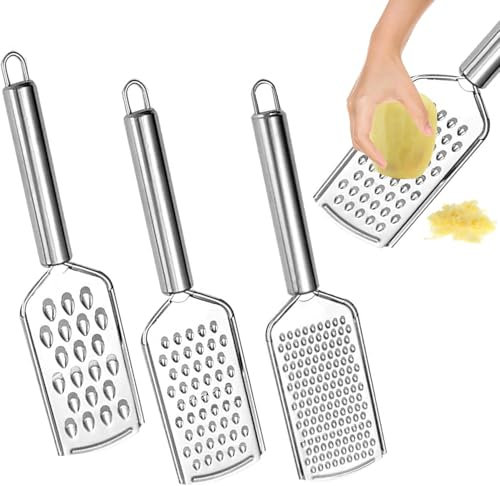 3 grattugia da cucina, grattugia fine per formaggio per cucina con manico e lama affilata in acciaio inox e per cioccolato