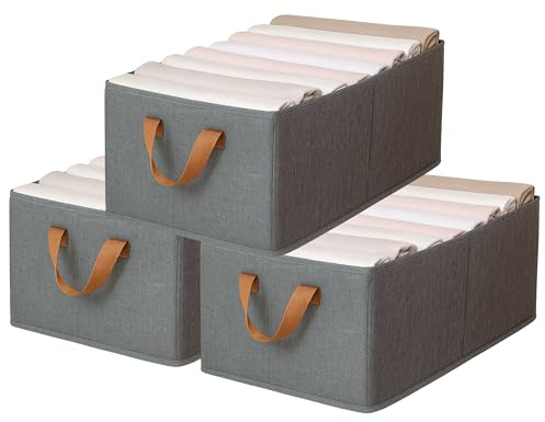 KATTAO Cajas Organizadoras XL (46x28x20cm) Organizador Armario Ropa – Caja Organizadora - Ideal como Organizador Cajones y Armarios (3ud)