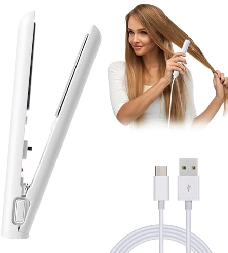 Mini Plancha Pelo USB Planchas del Pelo Plancha de Pelo y Rizador 2 en 1 con 1.5M Cable de Datos Plancha Pelo Viaje para Todo Tipo de Cabello
